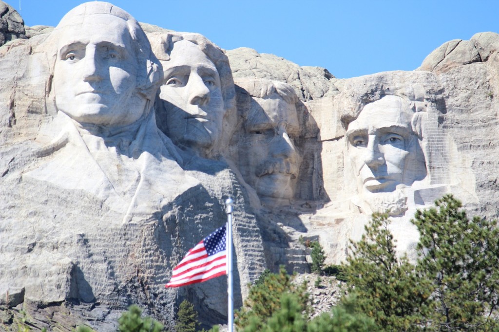 Mount Rushmore with Flag