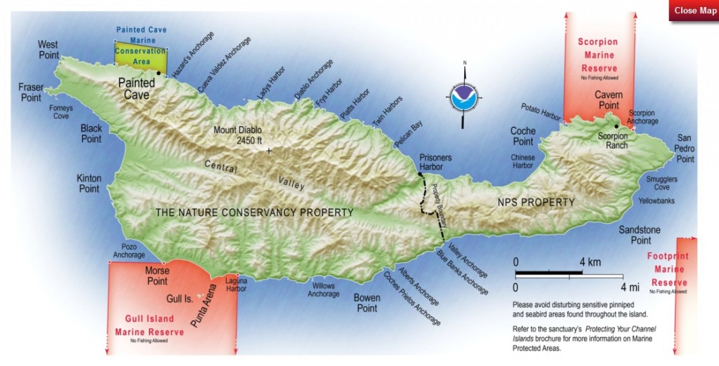 Santa Cruz Island Map - c/o Island Packers