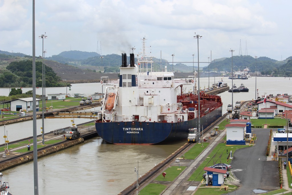 Ship crossing towards the Pacific side of the Panama Canal