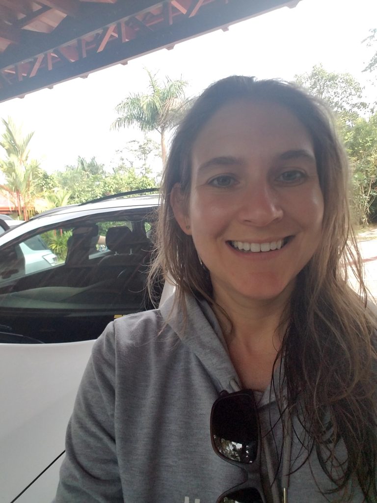 Our rental car and me - Crossing the border from Nicaragua to Costa Rica