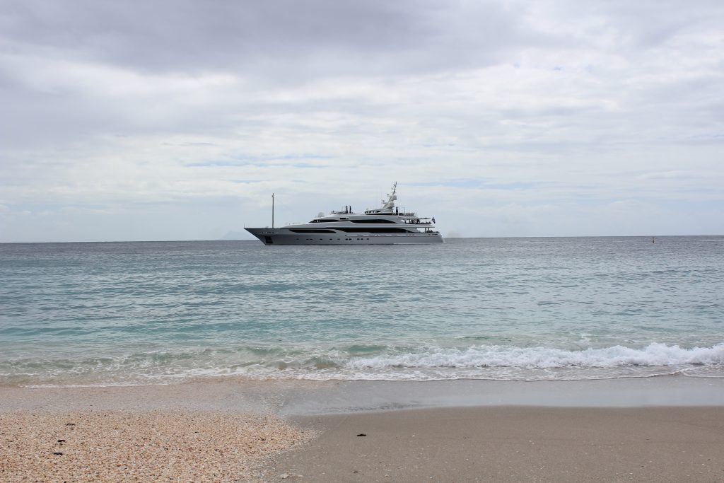Fancy yachts like this anchored throughout the day